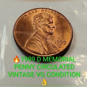 ✅‼️1999 D Memorial Penny , LAST YEAR MINTED PENNIES NO MORE